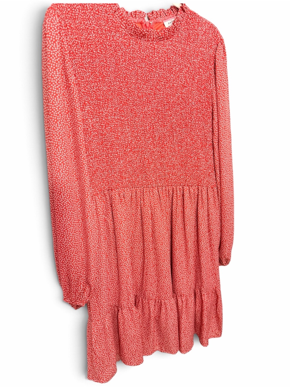 ANDREE BY UNIT Coral Pink Long-Sleeve Tiered Dress